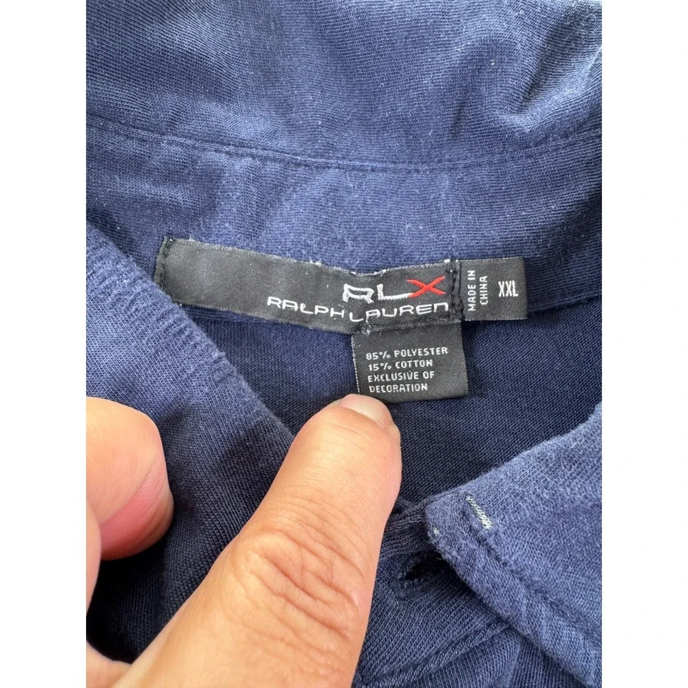 RLX Ralph Lauren Long Sleeve Polo Shirt Mens XXL Navy Blue Button Down Collar